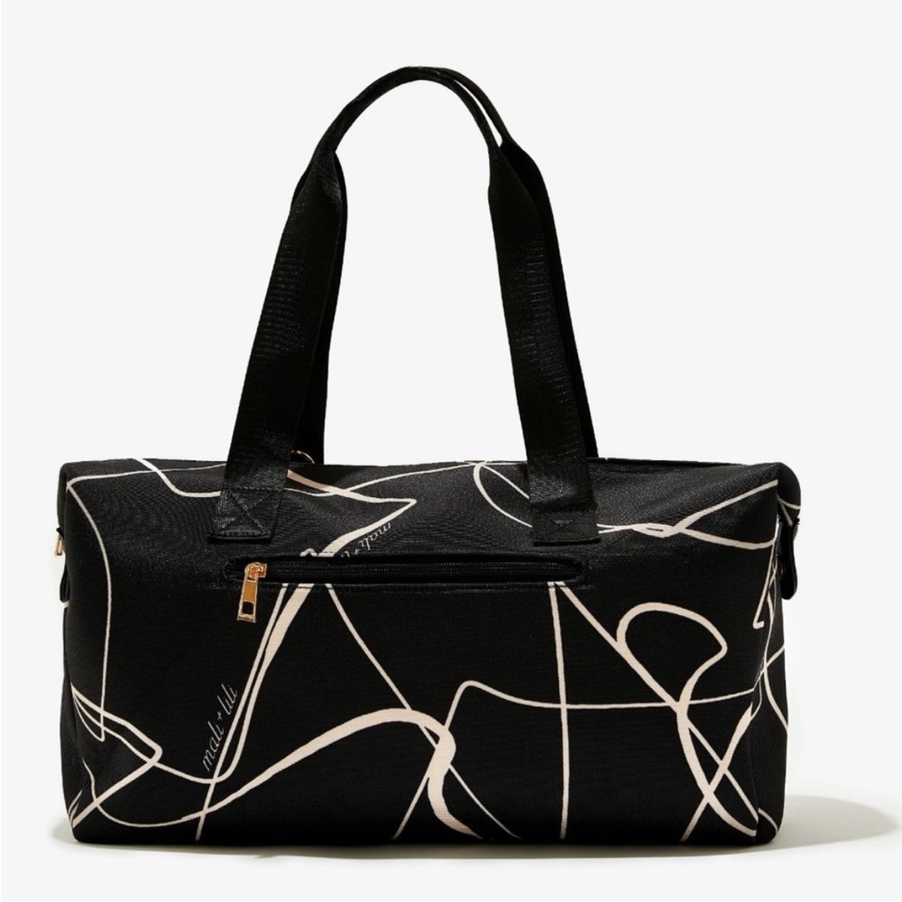 Mali + Lili Signature Abstract Print Weekender Bag - Black/Ivory NWOT